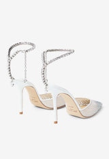 Jimmy Choo Saeda 100 Crystal-Embellished Mesh Pumps SAEDA 100 BGM WHITE/CRYSTAL