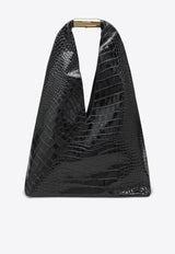 MM6 Maison Margiela Medium Japanese Bag in Croc-Embossed Leather Black SB6WD0043P8650/R_MM6-T8013
