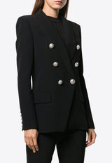 Balmain Double-Breasted Fitted Blazer Black SF27359V074 0PA BLACK
