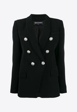 Balmain Double-Breasted Fitted Blazer Black SF27359V074 0PA BLACK