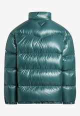 Prada Triangle Logo Glossy Down Jacket Teal SGC997OOO17XS/R_PRADA-F0491