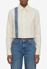 JW Anderson Cropped Shirt with Branded-Stripe White SH0384-PG1898_WHITE MULT