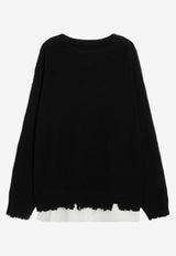 MM6 Maison Margiela Double-Layer Distressed Sweater Black SH0HL0037M13220/S_MM6-900