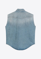 MM6 Maison Margiela Distressed Faded Denim Vest Blue SH2DR0003M30018/Q_MM6-964