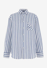 Jacquemus Voilier Striped Linen-Blend Shirt Blue SHM00624AW00855_STRIPES