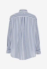 Jacquemus Voilier Striped Linen-Blend Shirt Blue SHM00624AW00855_STRIPES
