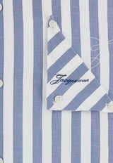 Jacquemus Voilier Striped Linen-Blend Shirt Blue SHM00624AW00855_STRIPES