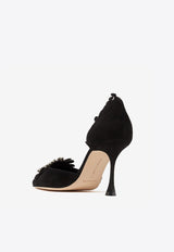 Manolo Blahnik Shog 90 Crystal Buckle Suede Pumps SHOG 90 BLACK 0015 2852-0005 Black