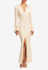 Shona Joy La Lune Frill Cuff Bias Maxi Dress SJ3938_CREAM
