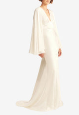 Shona Joy La Lune Plunging V-neck Gown SJ3940_WHITE