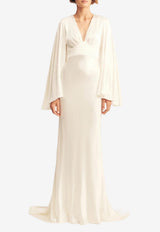 Shona Joy La Lune Plunging V-neck Gown SJ3940_WHITE