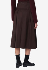 Patou Wide Belt Midi Skirt Brown SK0910103CO/R_PATOU-812B