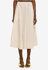 Cult Gaia Ely A-line Poplin Midi Skirt Off-white SK28754CO3123_OFF-WHITE