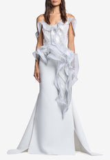 Maticevski Snaking Long Tailored Skirt White SK5572/24_WHITE