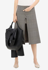 Courrèges Prince of Wales Zip Midi Skirt Gray 324CJU181PL0165_B107