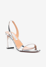 Aquazzura So Nude 85 Sandals in Metallic Leather SNBMIDS0-SSYCCC SILVER