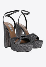 Aquazzura Sinner 140 Platform Sandals in Metallic Leather SNNHIGB0-MHVATH ANTHRACITE