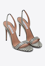 Aquazzura So Nude 105 Striped Sandals White SNUHIGS0RGK/Q_AQUA-0FF