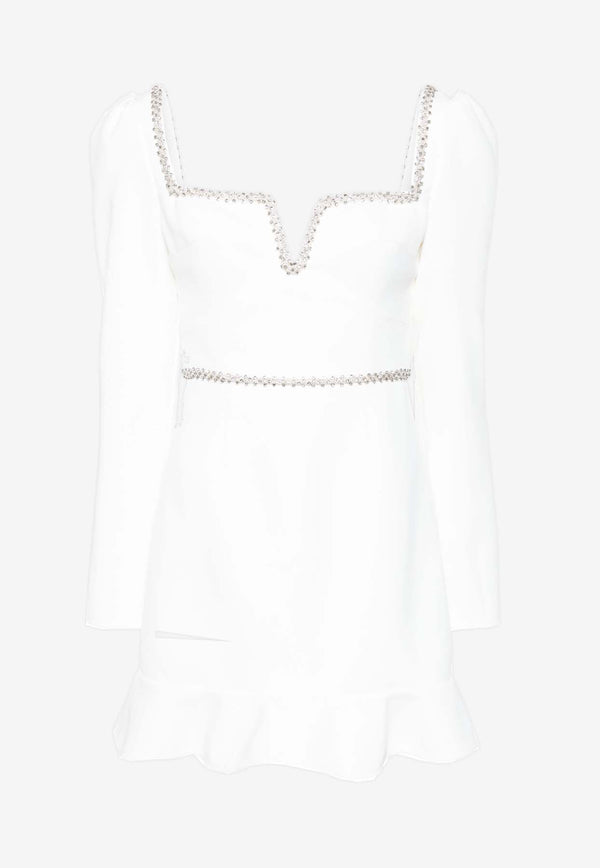 Self-Portrait Diamanté-Embellished Mini Dress White SS24-256S-WWHITE