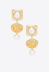 Self-Portrait Pearl Shell Earrings SS25-615E-GD_GOLD