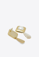 Self-Portrait Pearl Crystal Bar Earrings SS25-621E-GD_GOLD