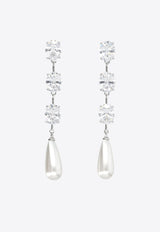 Self-Portrait Crystal Pearl Droplet Earrings SS25-636E-SL_SILVER