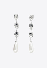 Self-Portrait Crystal Pearl Droplet Earrings SS25-636E-SL_SILVER
