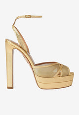 Aquazzura Shear 130 Platform Sandals SSHHIGB0-RMMCA0 GOLD