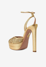Aquazzura Shear 130 Platform Sandals SSHHIGB0-RMMCA0 GOLD
