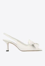 Jimmy Choo Staz 70 Oversized Bow Slingback Pumps Latte STAZ SB 70 GKT LATTE/LATTE