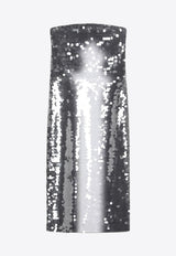 Sportmax Stemma Gradient Sequin Strapless Midi Dress Silver STEMMACO/Q_SPORM-005