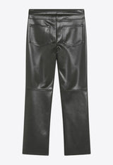 S Max Mara Faux-Leather Cropped Pants Dark Green SUBLIMEEL/R_MAXS-002