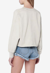 Isabel Marant Étoile Logo Embroidered Crewneck Sweatshirt Beige SW0186FAD1M06E/S_ISAET-23SD