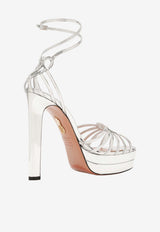 Aquazzura Sweetheart 130 Cage Platform Sandals Silver SWHHIGB0-SSYCCC SILVER