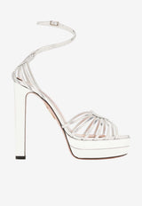 Aquazzura Sweetheart 130 Cage Platform Sandals Silver SWHHIGB0-SSYCCC SILVER