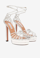Aquazzura Sweetheart 130 Cage Platform Sandals Silver SWHHIGB0-SSYCCC SILVER