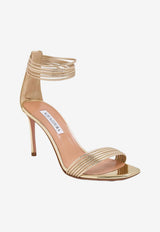 Aquazzura Sway 85 Metallic Leather Sandals Gold SWYMIDS0-SSYSOG SOFT GOLD