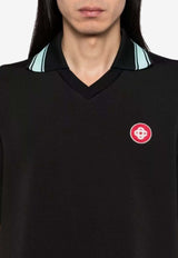 Casablanca Logo Embroidered Polo T-shirt Black MPF25JTP38101_BLACK