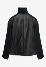 Straight Side Buckle Wool and Leather Jacket
