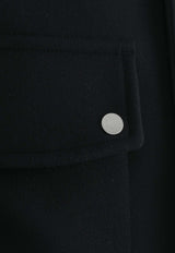 Straight Side Buckle Wool and Leather Jacket