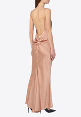 The Andamane Ninfea Draped Satin Maxi Dress Beige T170130ATNP229/Q_ANDAM-BL
