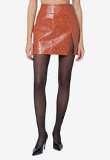 The Andamane Faux Leather Mini Skirt Brown T180307ATNV128/R_ANDAM-CU