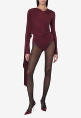 The Andamane Xenia Fitted Velvet Bodysuit Burgundy T180773BTJV045/R_ANDAM-RN