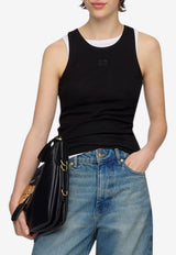 GANNI Ribbed Logo Tank Top Black T3898_BLACK