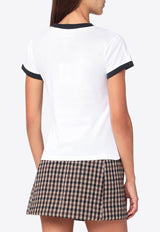 GANNI Kitty Print Cropped T-shirt White T43363575/R_GAN-151