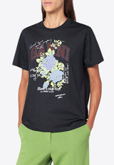 GANNI Rose Print Crewneck T-shirt Gray T43423575/R_GAN-252