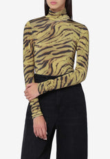 GANNI Zebra Print High-Neck Sweater Green T43823716/R_GAN-894