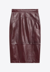 Max Mara Taiga Pencil Skirt in Nappa Leather Bordeaux TAIGALE/R_MAXMS-001