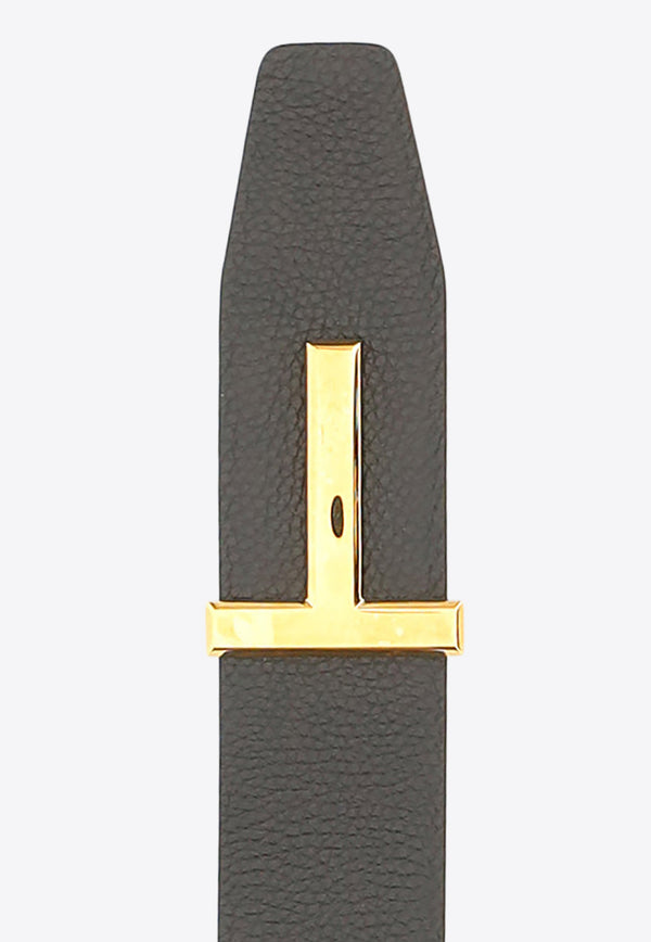 Tom Ford T Buckle Grained Leather Reversible Belt Black TB178_LCL236G_3BN06
