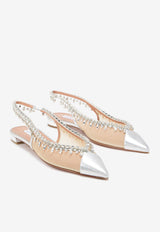 Aquazzura Temptation Crystal-Embellished Flats TEMFLAA0-NWTCCC SILVER